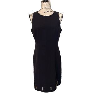 White House Black Market Women's Black Grommets Detail Shift Dress Size 6 NWT